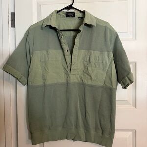 Vintage Two-Tone Sage Green Short-Sleeve Polo